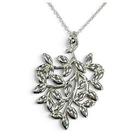 Tiffany & Co. Paloma Picasso Olive Leaf Anhänger-Halskette Silber