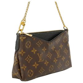 Bolsa de mão Louis Vuitton Monogram Pallas Marrom Preto