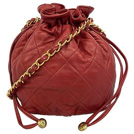 Bolsa de Ombro Chanel Matelassé com Corrente Vermelho