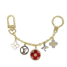 Louis Vuitton Chaveiro Charm Bijou Sac Chaine Flash Flower M80241 Multicor Dourado
