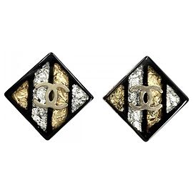 Chanel Coco Mark Ohrringe Schwarz Weiß