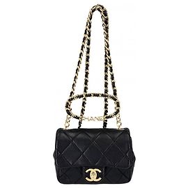 Borsa a tracolla Chanel Mini Matelassé Nero Bianco