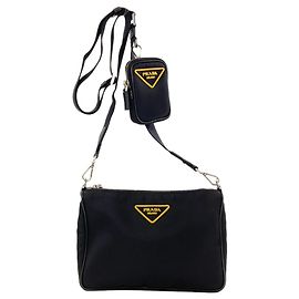 Borsa a tracolla Prada con logo Triangle Nero