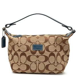 Coach Brown Mini Signature Canvas Hobo Marron Marron clair