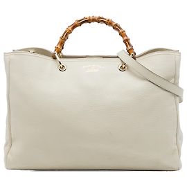 Bolsa Gucci Bamboo Shopper Large em couro de bezerro branco Branco