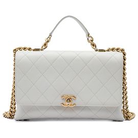 Bolso Chanel White Medium Stitched Caviar Chic Affinity Top Handle Bag Blanco
