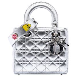Dior Silver Small Metallic Lambskin Cannage My ABCDior Lady Dior Argenté