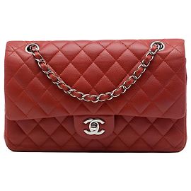 Chanel Red Medium Classic Caviar Double Flap Rouge