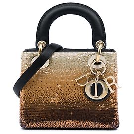Dior Gold Mini Satin Sequin Gradient Lady Dior Doré