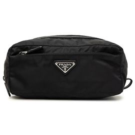 Pochette Prada en Tessuto avec bordures en Saffiano noir Noir