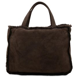 Chanel Brown Suede and Shearling Tote Brown Dark brown