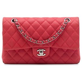Chanel Red Medium Classic Caviar Double Flap Rouge