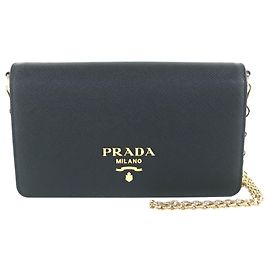 Prada Mini Borsa a Tracolla Saffiano Nera Nero