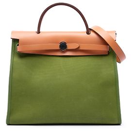 Hermès Green Toile Herbag Zip 31 Vert Vert olive