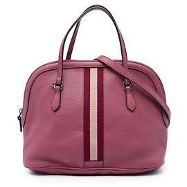 Bolsa Satchel Dome Gucci em couro de bezerro rosa Medium com faixa Web Rosa