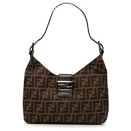 Bolsa de Ombro Fendi Brown Zucca Canvas Marrom