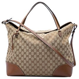 Gucci Beige Large GG Canvas Bree Fold Over Tote Beige