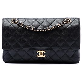 Chanel Black Medium Classic Caviar Double Flap Nero