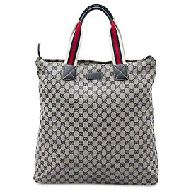Tote Verticale Gucci in Canvas GG Beige con Web Beige