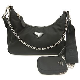 Bolsa Satchel Prada Re Edition 2005 em Re-Nylon com acabamentos em couro Saffiano preto Preto