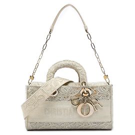 Dior Beige Medium Embroidered Lace 3D Macrame Lady D Joy Beige