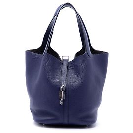 Hermès Blue Clemence Picotin Lock 22 Bleu