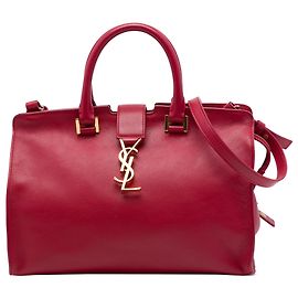 Saint Laurent Red Small Leather Monogram Downtown Cabas Satchel Red
