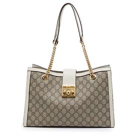 Gucci Beige Medium GG Supreme Padlock Tote Bege