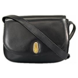 Céline Bolsa de ombro Celine em couro preto Preto