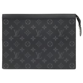 Louis Vuitton Monogram Eclipse Pochette Voyage MM Clutch Bag Marron Noir