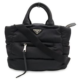Borsa Tote Prada Bomber Triangle Nero