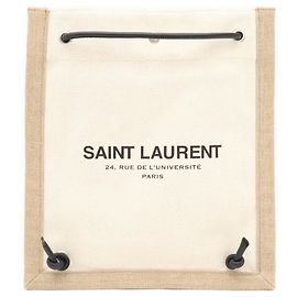 Yves Saint Laurent University Flat Shoulder Bag Backpack Black Beige