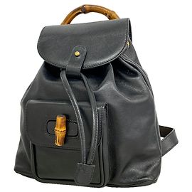 Gucci Bamboo Leather Backpack Black