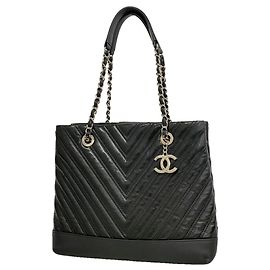 Chanel Black Patent Leather Tote Bag Black