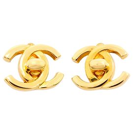 Boucles d'oreilles Chanel Coco Mark Turnlock Doré