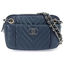 Chanel Handbag Navy Blue Leather Navy blue