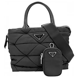 Bolsa de mão acolchoada pequena para mulher Prada Preto Branco