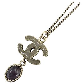 Colar Chanel Dourado com Logo Coco e Pedras Coloridas Dourado