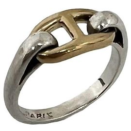 Hermès HERMES Vintage Chaine d'Ancre Ring Silber Golden
