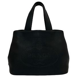 Prada Black Leather Mini Tote Bag Black