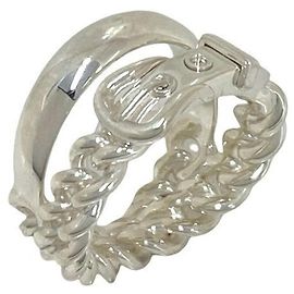 Hermès HERMES Boucles Sellier Inflexible Ring Silvery