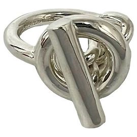Hermès Hermes Croisette Band Ring Silvery