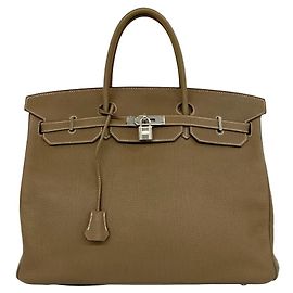 Hermès Sac à main Hermes Birkin 40 en cuir Togo Greige Etoupe Beige