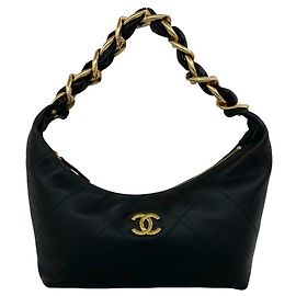 Borsa hobo Chanel in pelle nera Nero
