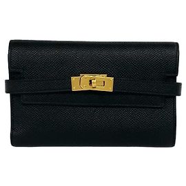 Hermès Hermes Kelly Wallet Medium in Black Epsom Leather Black