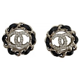 Chanel Black and White Stud Earrings Black White