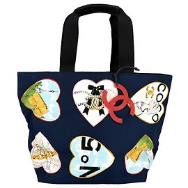 Chanel Navy Canvas Tote Bag Navy blue