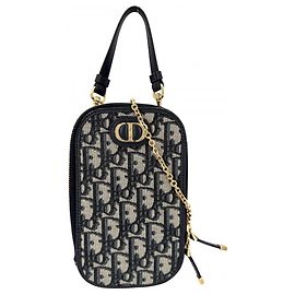 Borsa a tracolla Christian Dior Oblique 30 Montaigne Beige Blu navy