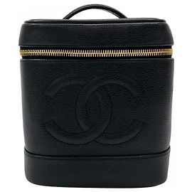 Chanel Black Grained Calfskin Handbag Black
