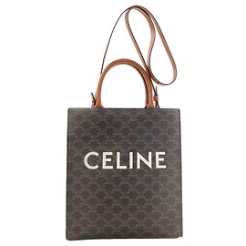 Céline Celine Vertical Cabas Triomphe 2-Way Tote Bag Brown